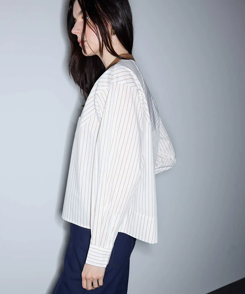Ipekyol  Contrast Collar Striped Shirt for Women | Best Price UAE