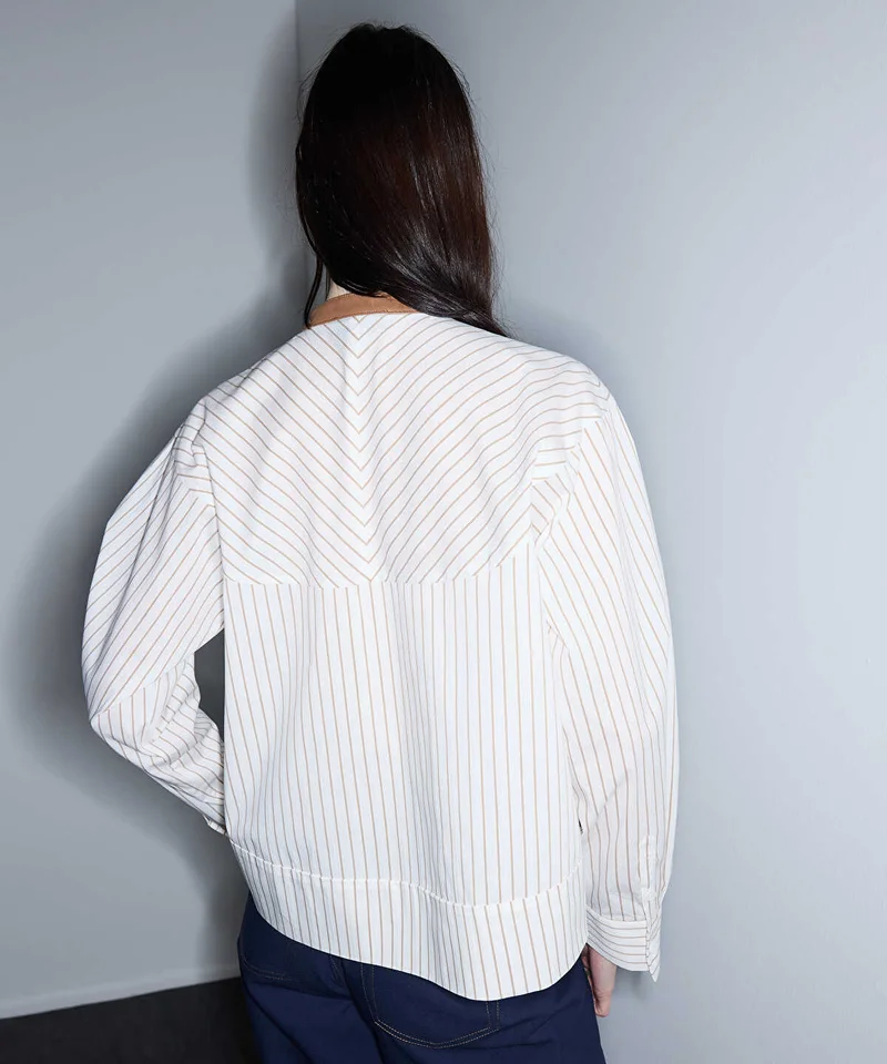 Ipekyol  Contrast Collar Striped Shirt for Women | Best Price UAE