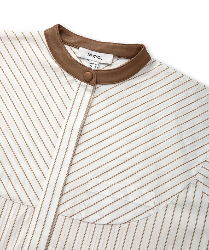 Ipekyol  Contrast Collar Striped Shirt for Women | Best Price UAE