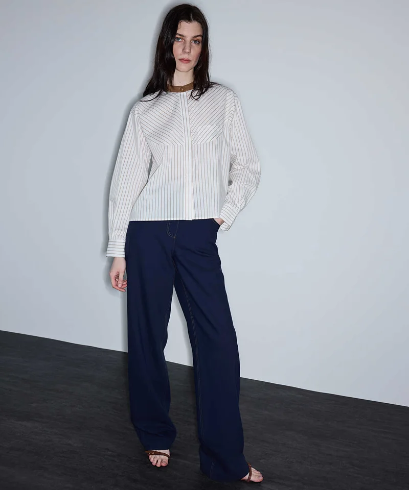 Ipekyol Contrast Collar Striped Shirt