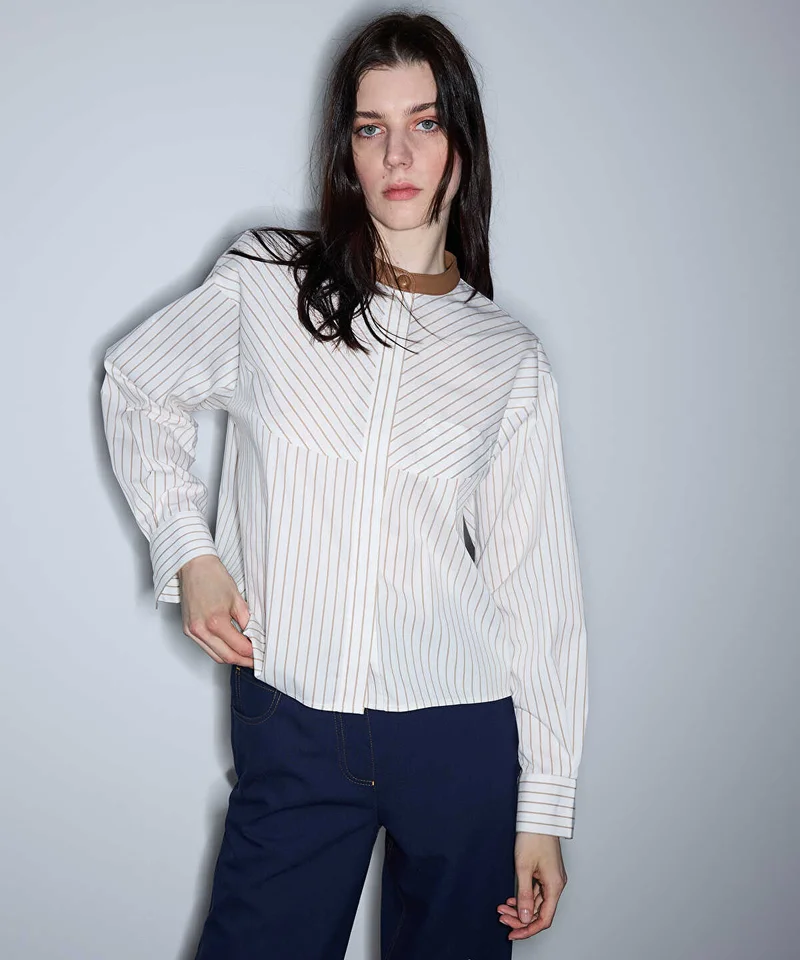 Ipekyol Contrast Collar Striped Shirt