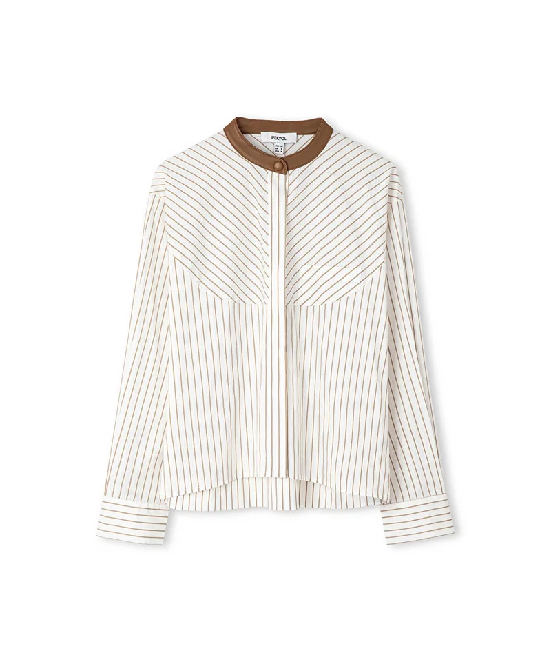 Ipekyol  Contrast Collar Striped Shirt for Women | Best Price UAE
