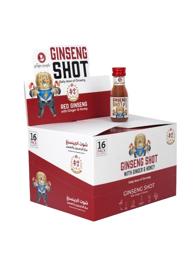 Ginseng Shot | Premium Korian Ginseng Beverage | Natural Ginseng With Ginger Honey Lemon Juice 30ml Pack of 16 