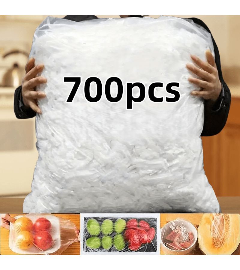 700pcs Reusable Elastic Food Covers Transparent Stretchable Plastic Bowl And Plate Covers Dual Use For Home Microwave And Refrigerator Dustproof And Moisture Proof To Lock In Freshness Effectively Isolate Odors Essential For Fruits - Image 1