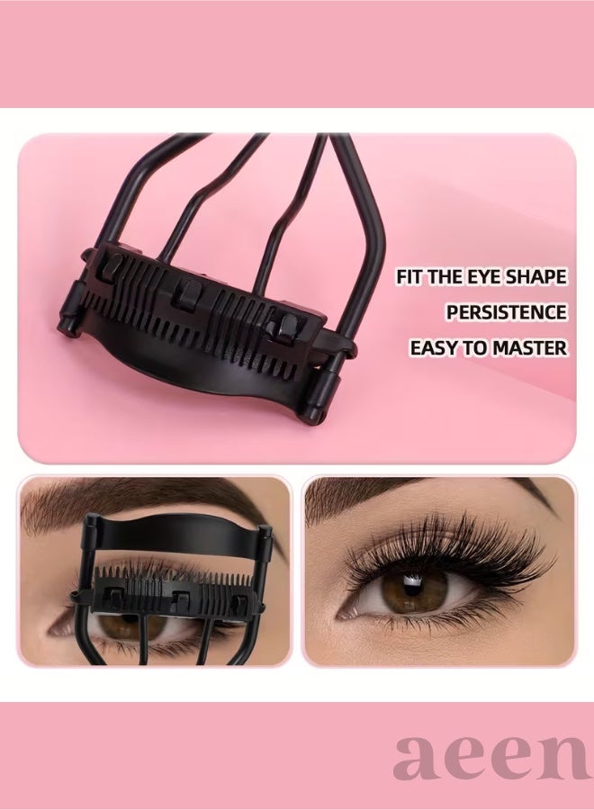 aeen Black Stainless Steel Eyelash Curler with Comb & 10 Replacement Pads – Lash Lifting and Curling Tool for Women, Eyelash Shaper - Image 4