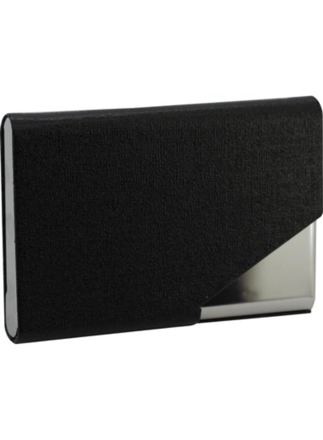 ROCO Geometric Shaped Business Card Case 15 Cards9 X 5.5 cm Card Size PU Material Black - Image 1