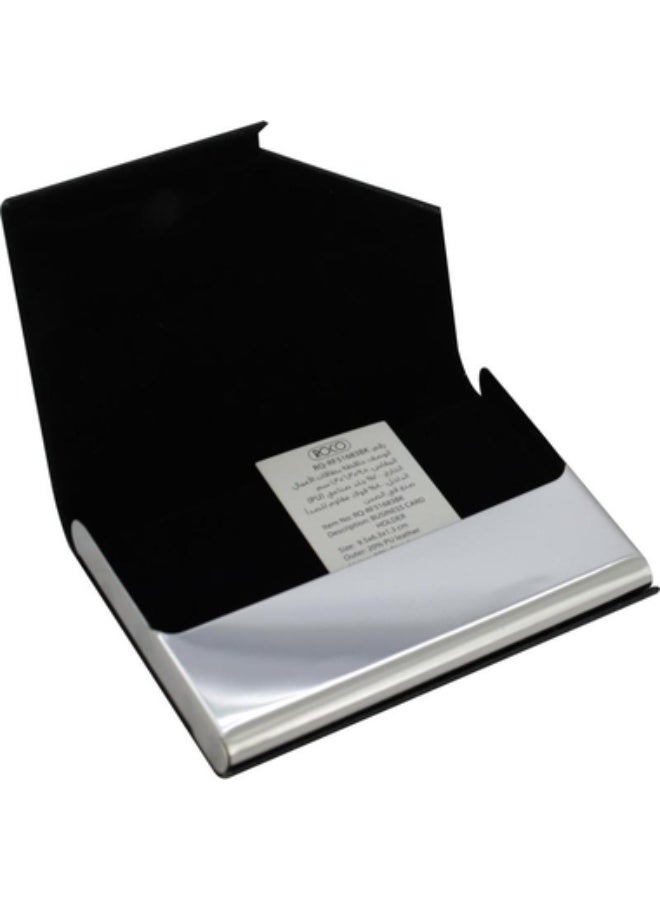 ROCO Geometric Shaped Business Card Case 15 Cards9 X 5.5 cm Card Size PU Material Black - Image 2