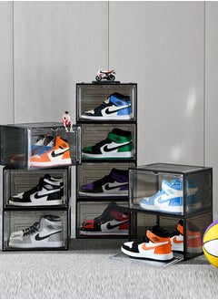 Haidue 6Pcs Magnetic Side Opening Shoe Box  Black Brown Ball Shoe Box  Acrylic Shoe Box  - Image 1