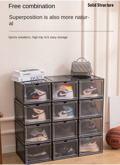 Haidue 6Pcs Magnetic Side Opening Shoe Box  Black Brown Ball Shoe Box  Acrylic Shoe Box  - Image 2