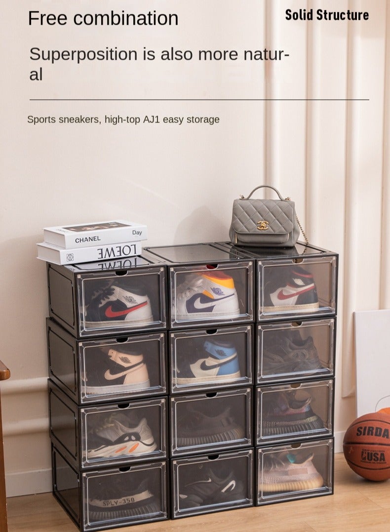 Haidue 6Pcs Magnetic Side Opening Shoe Box  Black Brown Ball Shoe Box  Acrylic Shoe Box - Image 2