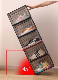 Haidue 6Pcs Magnetic Side Opening Shoe Box  Black Brown Ball Shoe Box  Acrylic Shoe Box  - Image 4