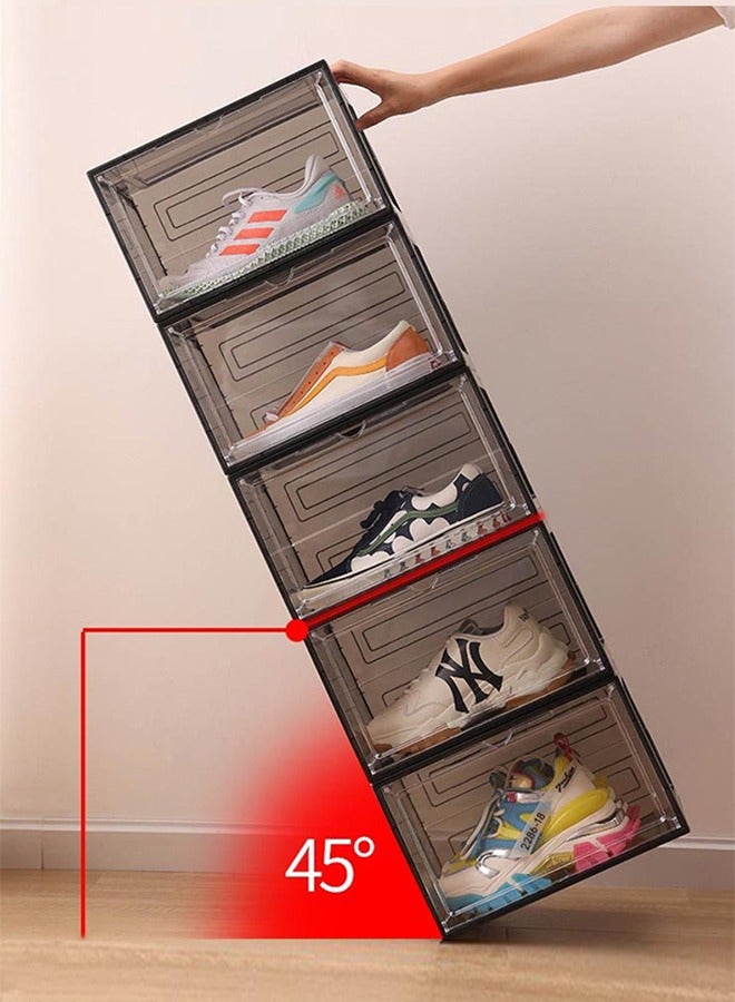 Haidue 6Pcs Magnetic Side Opening Shoe Box  Black Brown Ball Shoe Box  Acrylic Shoe Box - Image 4
