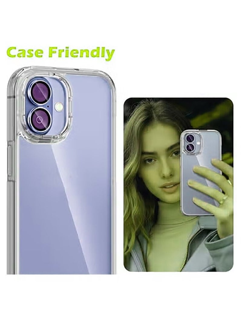 Compatible for iPhone 17 Camera Lens Protector, One-Step Installation Tray Individual Metal Ring Tempered Glass Cover CD Pattern Case Friendly - purple - Image 5