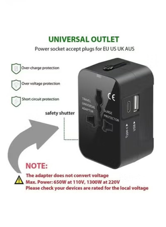 Universal Travel Adapter Global Plug Adapter with USB-C, International Power Adapter with 1 USB Port All-in-One Travel Adapter Multi-USB Wall Charger for Europe US UK EU Australia (Type C/G/A/I) - Image 4