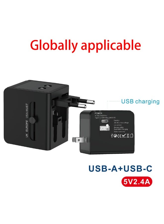 Universal Travel Adapter Global Plug Adapter with USB-C, International Power Adapter with 1 USB Port All-in-One Travel Adapter Multi-USB Wall Charger for Europe US UK EU Australia (Type C/G/A/I) - Image 1