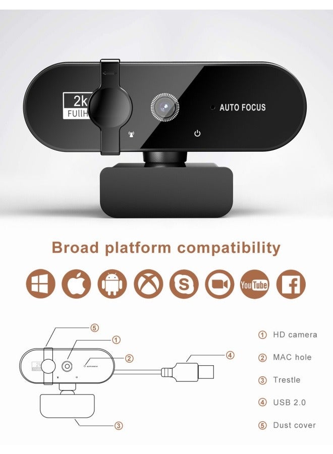 General 2k camera, 4k webcam, mini 1080P full hd webcam, camera with autofocus microphone, suitable for PC laptop online camera  - Image 5