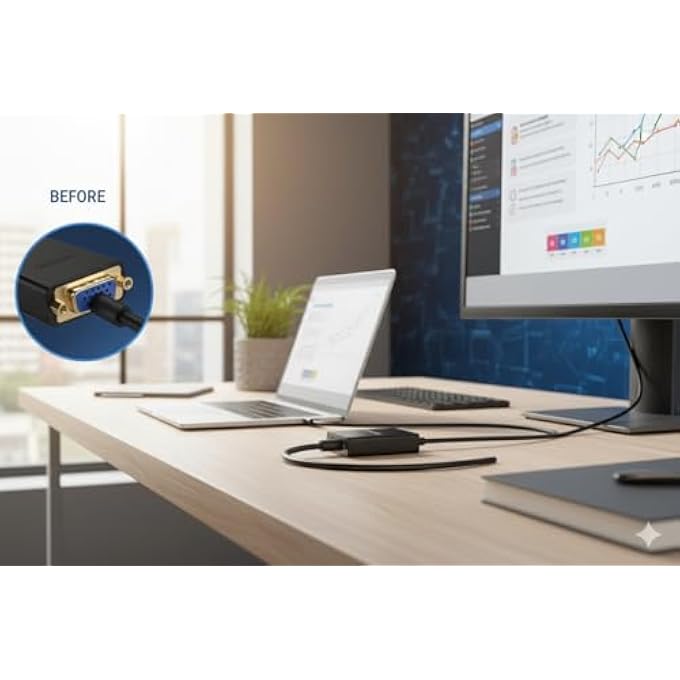 DEROVAN ACTIVE HDMI TO VGA 1080P ADAPTER WITH AUDIO & POWER – GOLD-PLATED CONVERTER FOR HDMI DEVICES TO VGA DISPLAY, MICRO‑USB POWER INCLUDED - Image 2