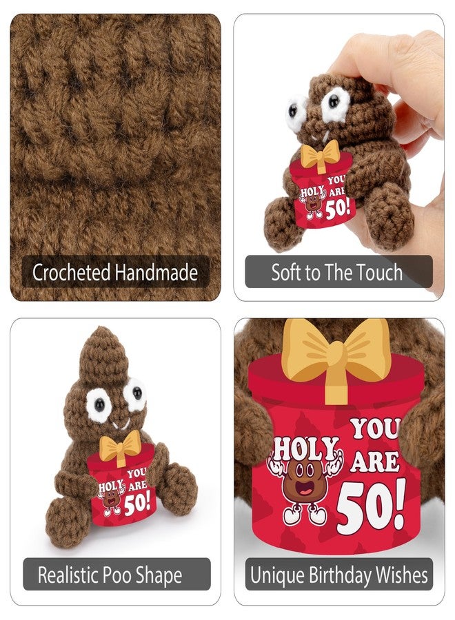A AIFAMY Positive Poo for 40th 50th 60th Birthday Gifts Funny Crochet Poo Doll for Men Women Best Friend Gag Gifts Party Decorations (50th Birthday) - Image 4