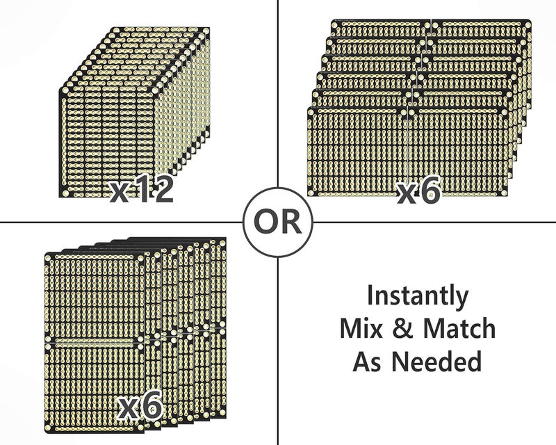 ElectroCookie PCB Prototype Board, Snappable Strip Board with Power Rails for Electronics Projects Compatible for DIY Arduino Soldering Projects, Gold-Plated, 3.8"x3.5" (3 Pack, Matte Black) - Image 3