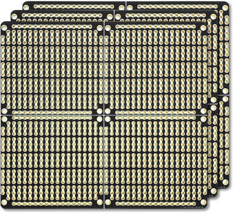 ElectroCookie PCB Prototype Board, Snappable Strip Board with Power Rails for Electronics Projects Compatible for DIY Arduino Soldering Projects, Gold-Plated, 3.8"x3.5" (3 Pack, Matte Black) - Image 5