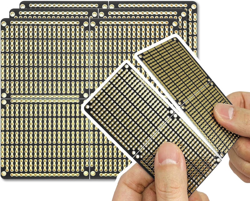 ElectroCookie PCB Prototype Board, Snappable Strip Board with Power Rails for Electronics Projects Compatible for DIY Arduino Soldering Projects, Gold-Plated, 3.8"x3.5" (3 Pack, Matte Black) - Image 1