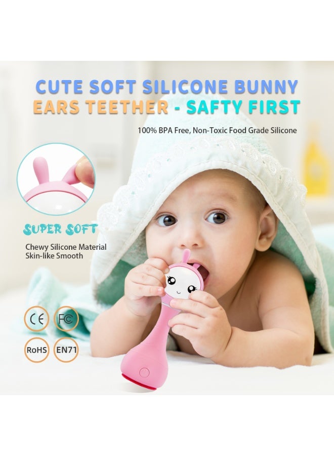 alilo Smarty Bunny Musical Light-Up Baby Rattle - Pink - Image 2