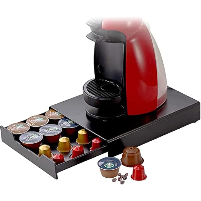 rayihni TDisc Coffee Capsule Holder 20 Pods Drawer Dolce Gusto  Nespresso Original Line Compatible Chrome Material - Image 1