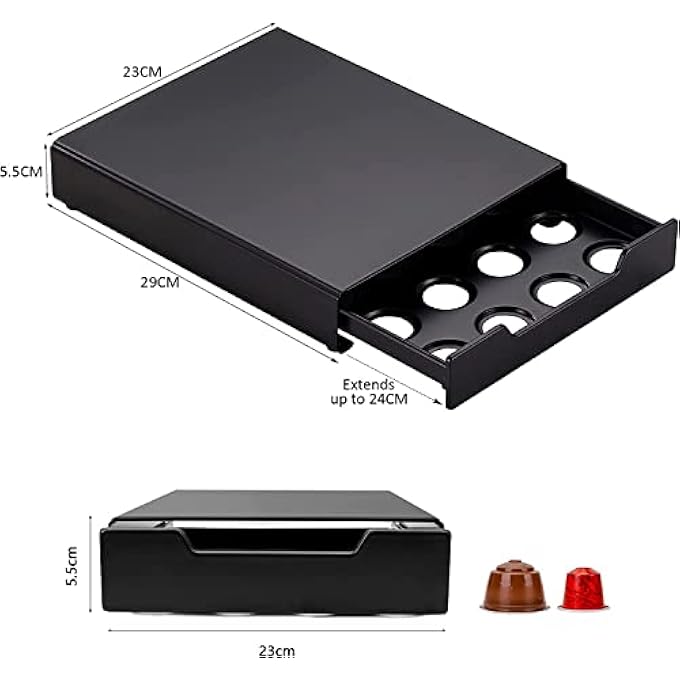rayihni TDisc Coffee Capsule Holder 20 Pods Drawer Dolce Gusto  Nespresso Original Line Compatible Chrome Material - Image 3