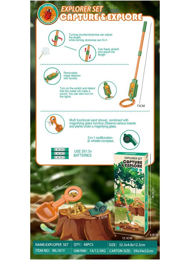 Outdoor Adventure Suit Detector Children Capture Insect Tools Puzzle Exploration Observation Box Science And Education Toys-Color:Wl101y Metal Detector  - Image 1