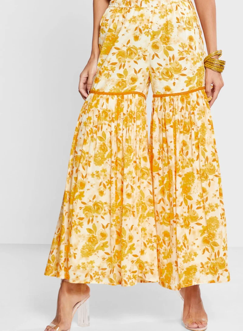 Biba Printed Kurti & Salwar Set With Dupatta