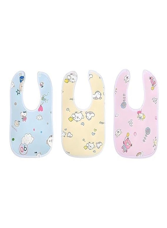 JOYFILLS Premium Waterproof Printed Feeding Bibs Apron for Toddlers |Quick Dry, Washable |Full coverage bibs| Cute Printed Meal Time Bib Set for Baby Boys & Girls. (Assorted Print, pack of 3) - Image 1