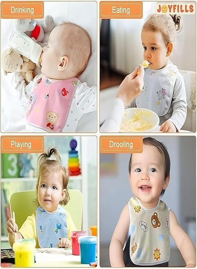 JOYFILLS Premium Waterproof Printed Feeding Bibs Apron for Toddlers |Quick Dry, Washable |Full coverage bibs| Cute Printed Meal Time Bib Set for Baby Boys & Girls. (Assorted Print, pack of 3) - Image 3