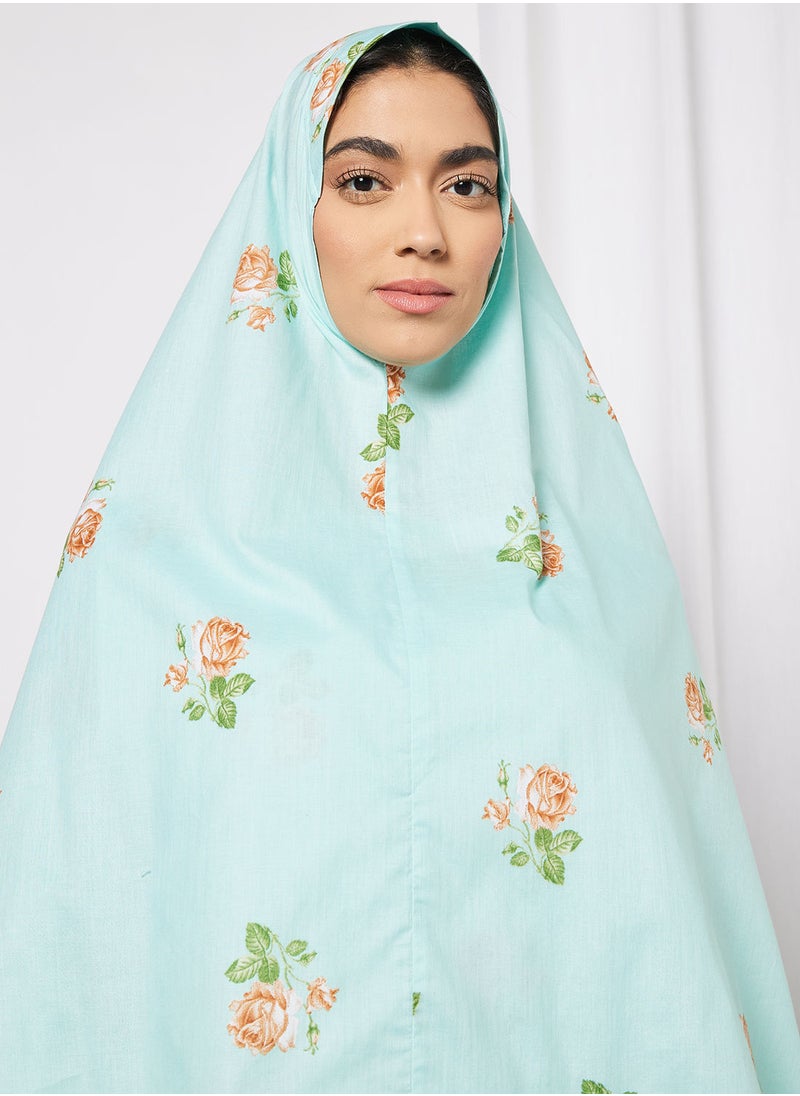 Hayat - Praying Dress With Floral Prints And Veil - Image 1