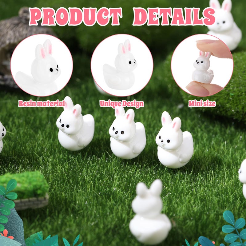 GGSTDDUP 50 Pcs Rabbit Ducks Toy Figures, Mini Rabbit Resin Ducks Bulk, Tiny Rabbits Figurine Dress up Duck Toy for Party Favors (Rabbits) - Image 3