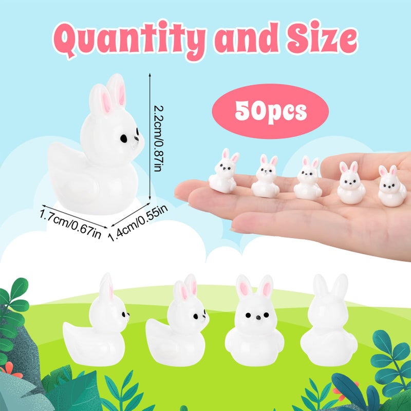GGSTDDUP 50 Pcs Rabbit Ducks Toy Figures, Mini Rabbit Resin Ducks Bulk, Tiny Rabbits Figurine Dress up Duck Toy for Party Favors (Rabbits) - Image 2