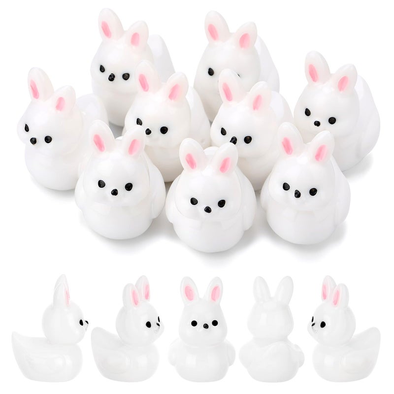 GGSTDDUP 50 Pcs Rabbit Ducks Toy Figures, Mini Rabbit Resin Ducks Bulk, Tiny Rabbits Figurine Dress up Duck Toy for Party Favors (Rabbits) - Image 1