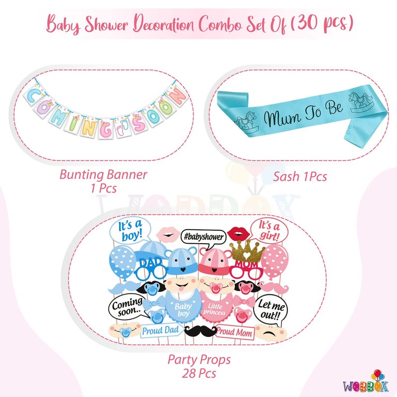 Wobbox Baby Shower Decoration Items| Baby Shower Ceremony Photo Booth Props for Photoshoot, Baby Shower Banner& Mom to Be Sash, Godh Bharai Ceremony Decoration Kit-(FP1922) - Image 2
