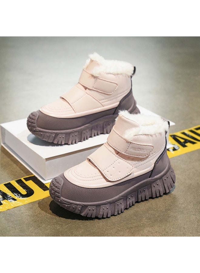 New Winter Snow Boots Large Cotton Fleece-lined Warm Boys And Girls Warm Outdoor Non-slip Cotton Shoes