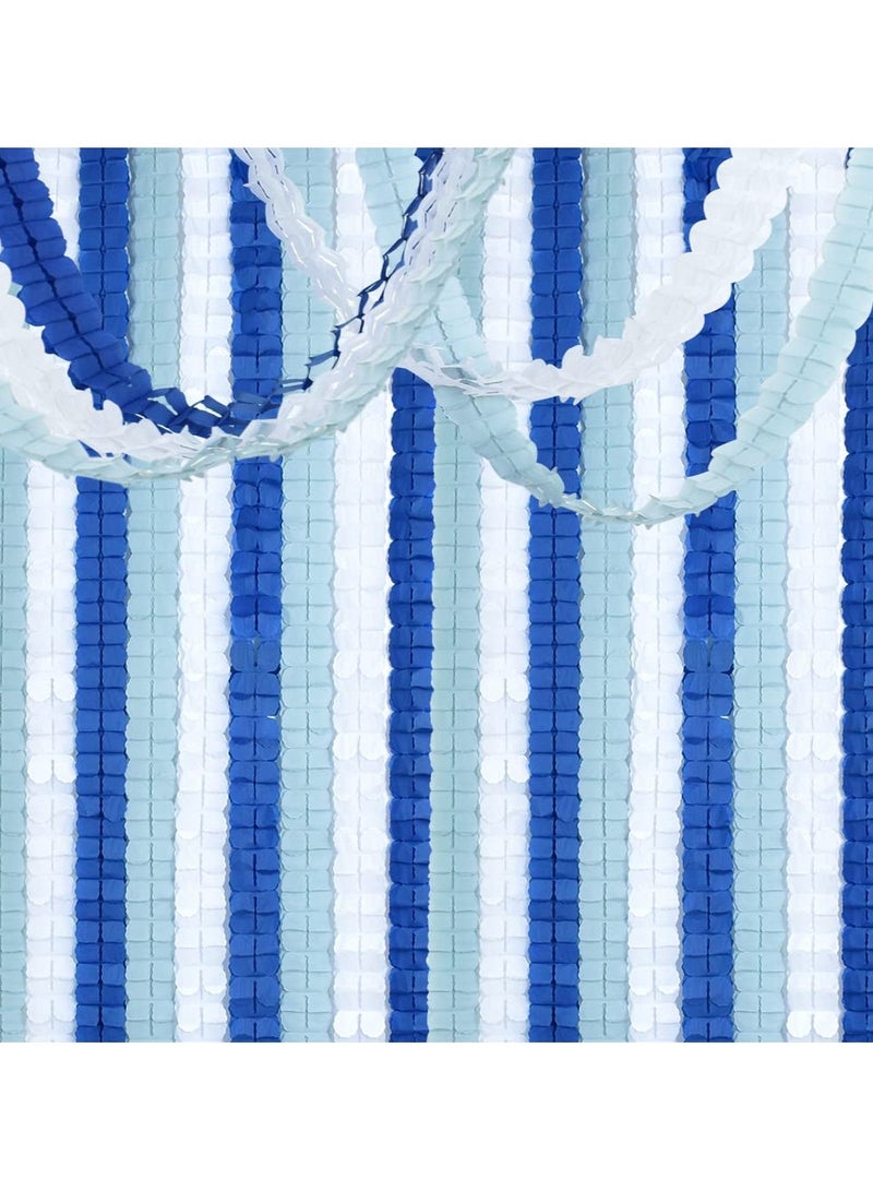 سيوسي 12 قطعة من إكليل ورق البرسيم ذو الأربع أوراق، زينة حفلات فضية باللون الأزرق الداكن والأبيض - لافتة معلقة قابلة لإعادة الاستخدام، لتزيين حفلات استقبال المولود الجديد - 120 قدمًا - Image 1