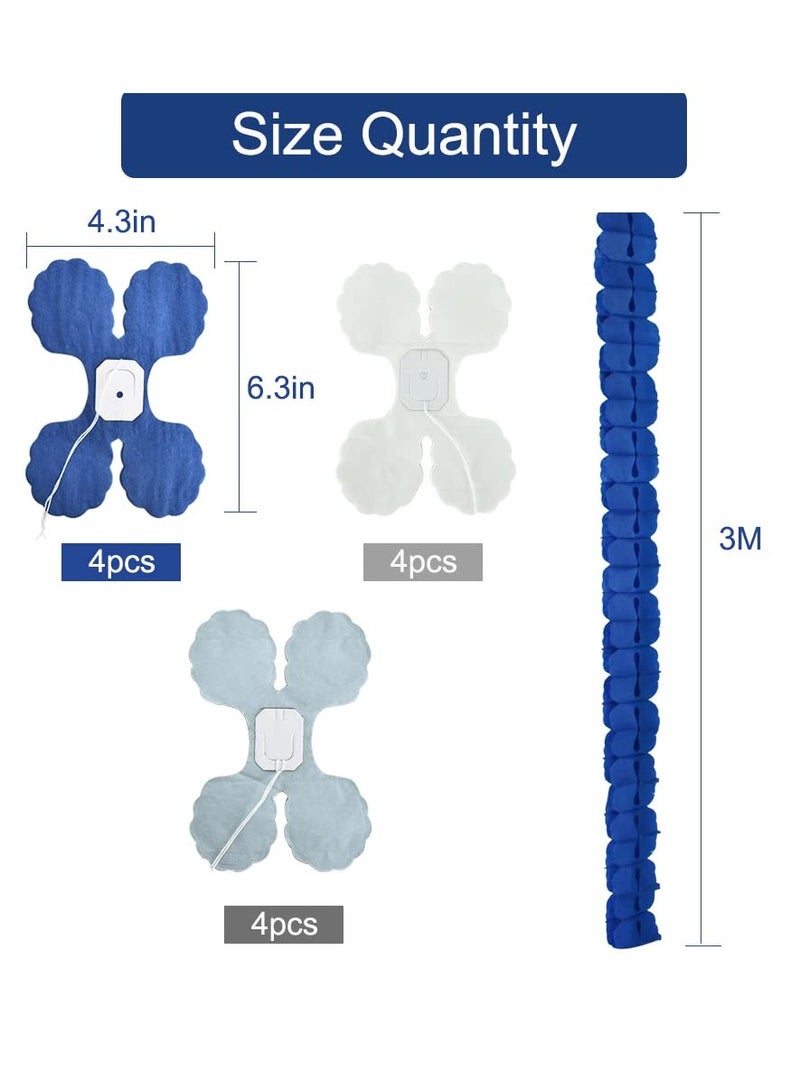 سيوسي 12 قطعة من إكليل ورق البرسيم ذو الأربع أوراق، زينة حفلات فضية باللون الأزرق الداكن والأبيض - لافتة معلقة قابلة لإعادة الاستخدام، لتزيين حفلات استقبال المولود الجديد - 120 قدمًا - Image 2