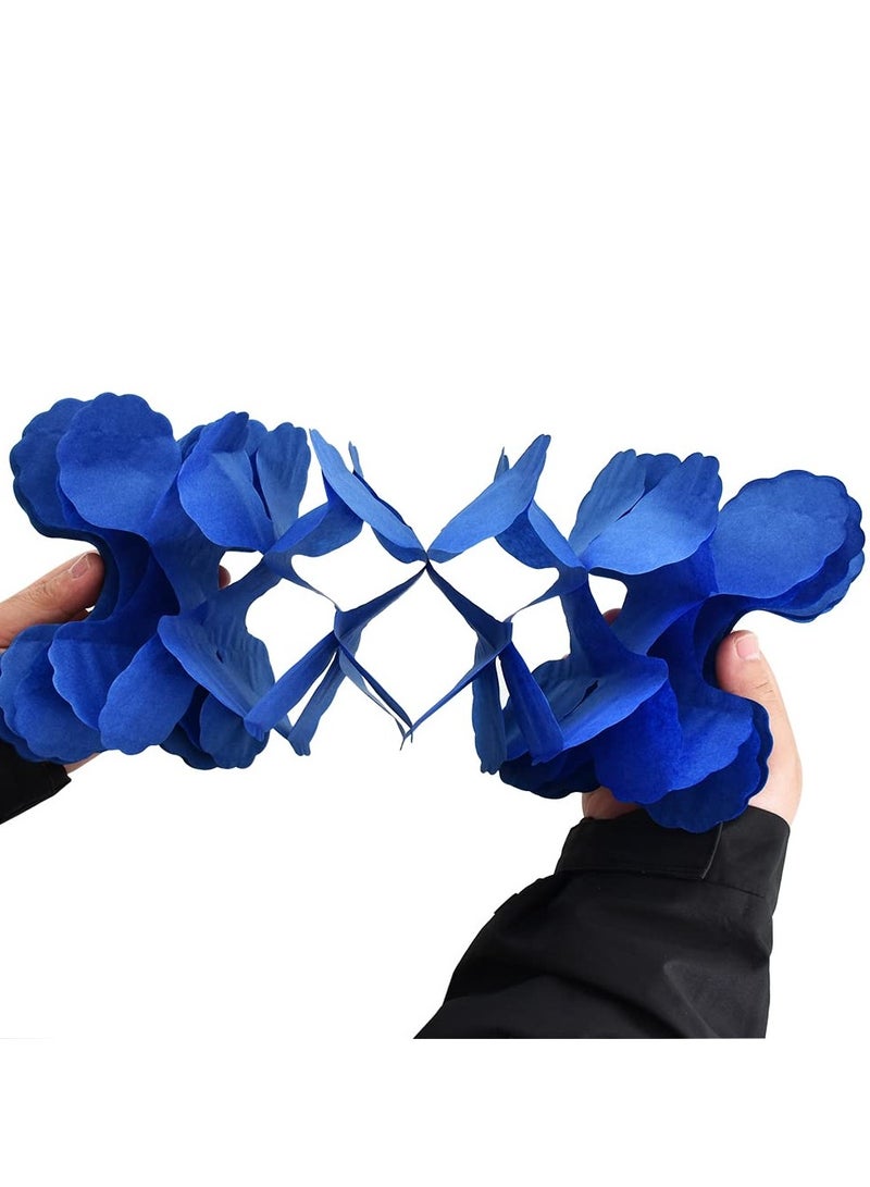 سيوسي 12 قطعة من إكليل ورق البرسيم ذو الأربع أوراق، زينة حفلات فضية باللون الأزرق الداكن والأبيض - لافتة معلقة قابلة لإعادة الاستخدام، لتزيين حفلات استقبال المولود الجديد - 120 قدمًا - Image 3