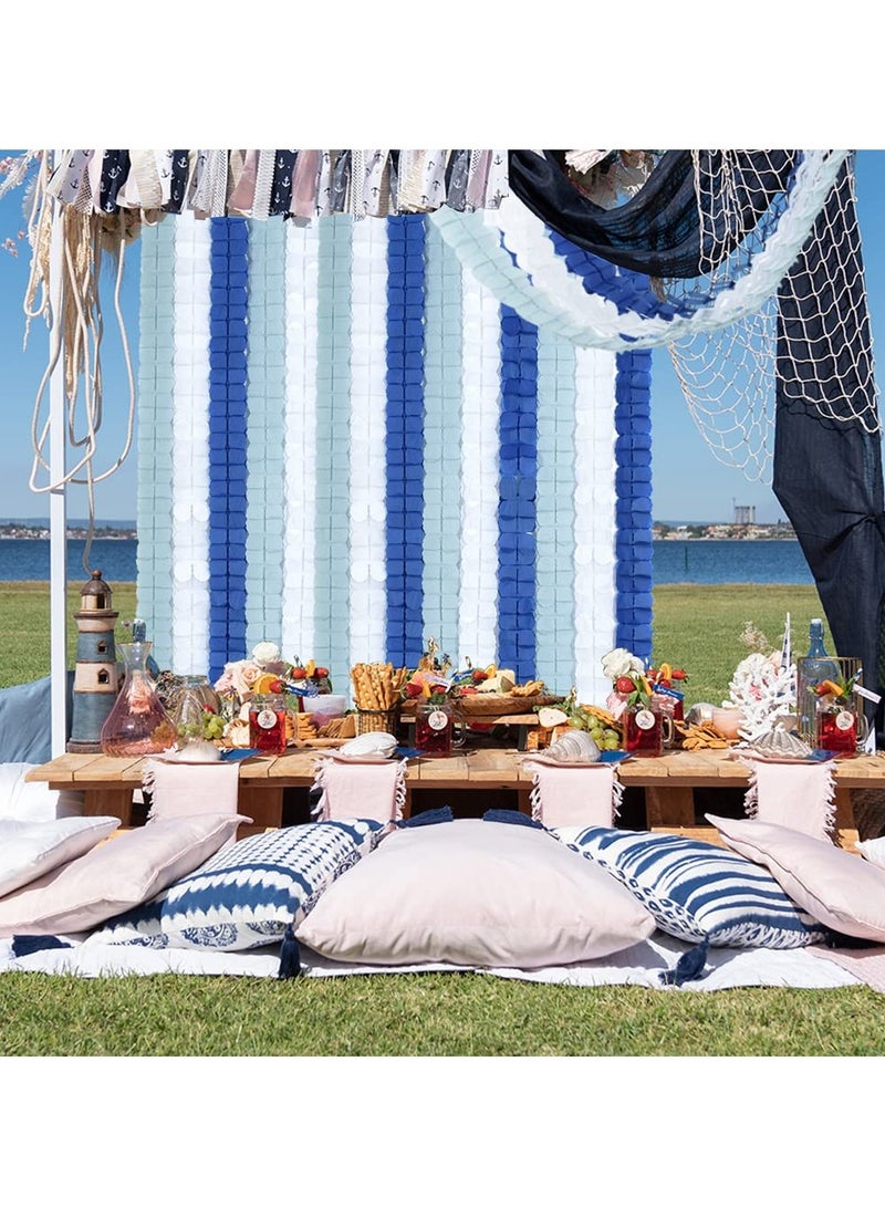 سيوسي 12 قطعة من إكليل ورق البرسيم ذو الأربع أوراق، زينة حفلات فضية باللون الأزرق الداكن والأبيض - لافتة معلقة قابلة لإعادة الاستخدام، لتزيين حفلات استقبال المولود الجديد - 120 قدمًا - Image 4