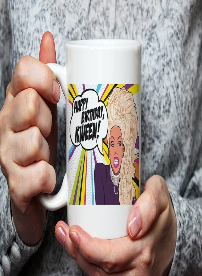 Fonhark - RuPaul's Drag Race, Happy Birthday Kween! Inspired Coffee Mug, Reality TV Pop Culture, 11 Oz Novelty Coffee Mug/Cup, White - Image 3