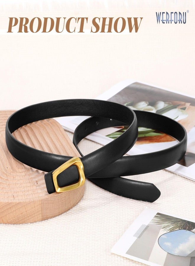 WERFORU Women’s Leather Belt with Gold Buckle Thin Belts for Women Fashion Waist Belts for Jeans Pants,C-black-antique Gold,Fit Waist Size 37-41 Inches - Image 4