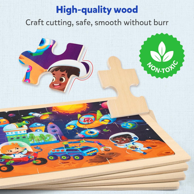 SYNARRY Large Space Planets Solar System Wooden Puzzles for Kids Gift Box(12.2*9.4 in) - FSC Certified, Puzzles for Toddlers 3-5, Puzzles for Kids Ages 4-6, Wood Toys Gifts for 3 4 5 Year Old Boy Girl - Image 4