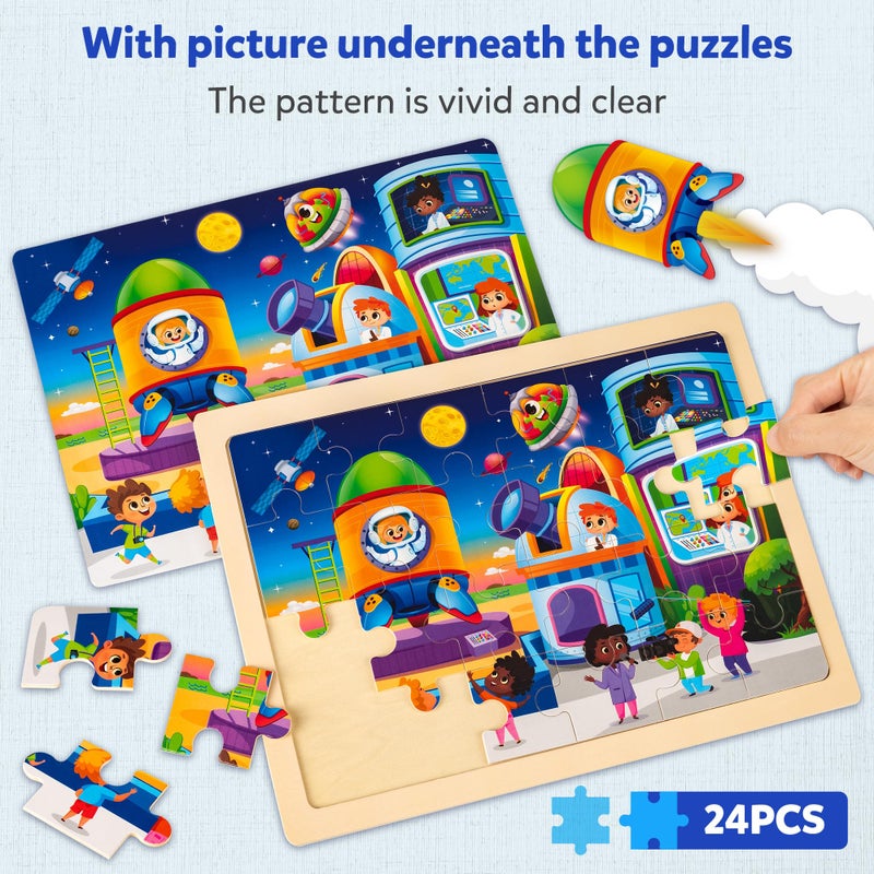 SYNARRY Large Space Planets Solar System Wooden Puzzles for Kids Gift Box(12.2*9.4 in) - FSC Certified, Puzzles for Toddlers 3-5, Puzzles for Kids Ages 4-6, Wood Toys Gifts for 3 4 5 Year Old Boy Girl - Image 3