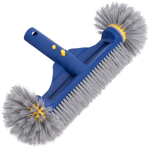 POOLAZA Pool Brush with Round Ends, 12.5'' Pool Brush Head for Inground Pools/Above Ground Pools, Spa, Hot Tub, High-Efficiency Pool Scrub Brush fit Standard Pool Pole - Image 1