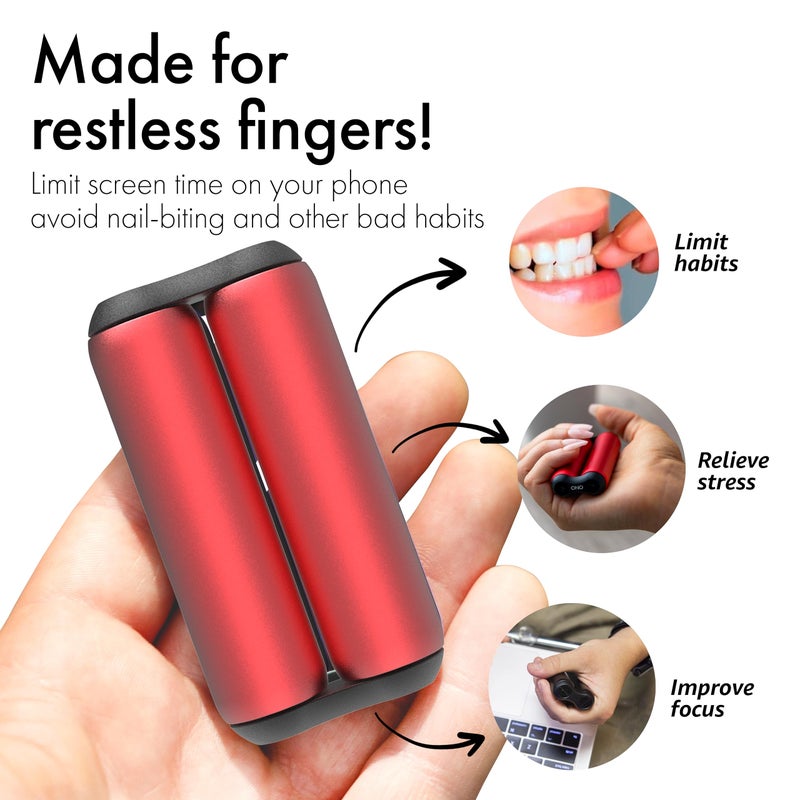 ONO Roller  Handheld Fidget Toy for Adults  Help Relieve Stress Anxiety Tension  Promotes Focus Clarity  Compact Portable Design Red Junior Size  Aluminum - Image 3