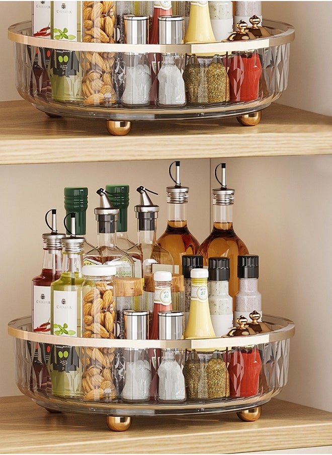 Tiokkss Kitchen racks, storage turntable, transparent color, storage and storage of condiments and seasoning bottles  - Image 2