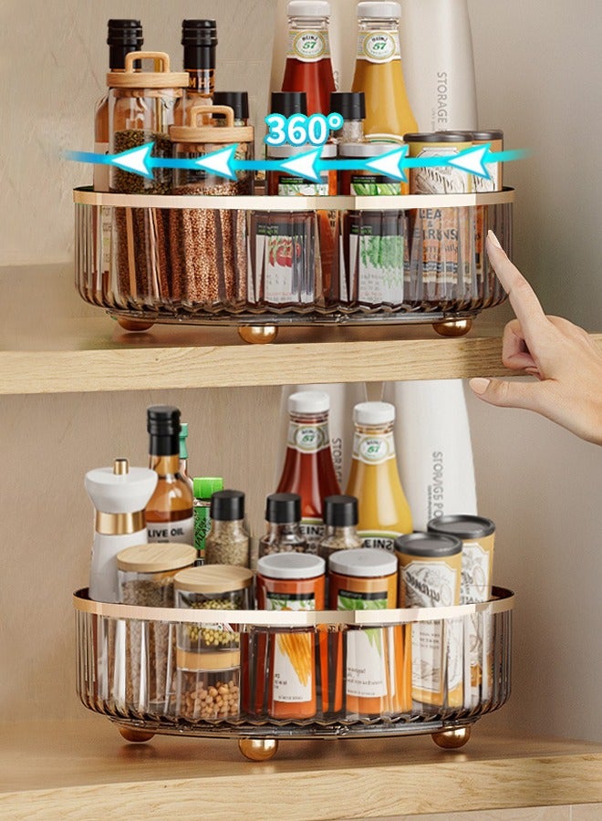 cocohome Kitchen racks, storage turntable, transparent color, storage of condiments and seasoning bottles - Image 2